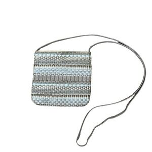 Vintage‎ Sharif Neutral Leather Striped Weave Crossbody Shoulder Casual Bag